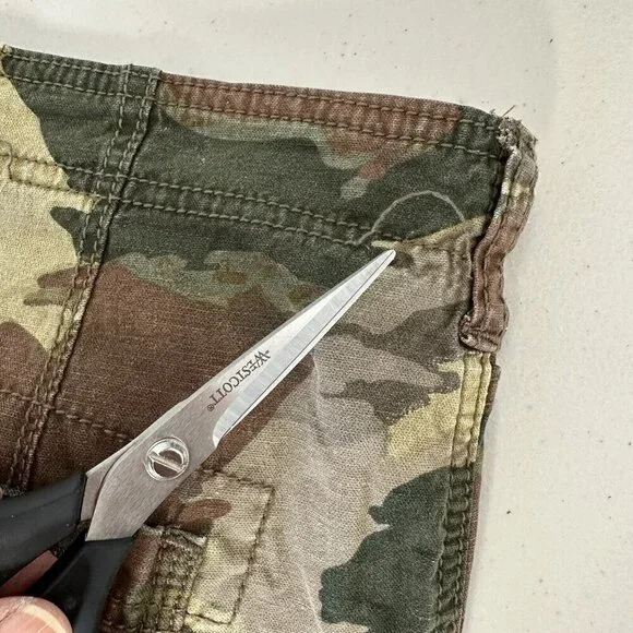 Anthropologie Camo Cargo Pants Size 29 Cotton Linen Blend Green Brown - Picture 12 of 13